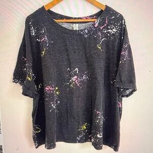 Harper&Zoe Woman Black Paint Splatter Short Sleeve T Shirt Plus Size 4X